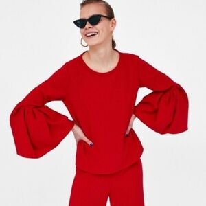 Zara Ruffled Bell Sleeve Top/Medium